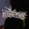 Klipy do włosów luksusowe korony ślubne kobiety tiara kryształowy rhinestone perłowy diadem koreańskie oblubienica akcesoria ślubna