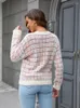 Kobiety swetry Fitshinling Furry w kratę Jersey Jersey Tops Zimowe ubrania Zaruszki Dzianin Knitwears Fashion Pullovers Hairy