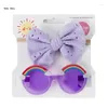 Accessoires de cheveux Q81A Bébé Creux Bowknot Bandeau Lunettes De Soleil 2pcs / Set UV Pour Fournitures De Protection Enfants Enfant En Bas Âge Filles Garçons En Plein Air