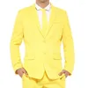 Costumes pour hommes jaune Slim Fit Casual hommes pour le bal 2 pièces smoking de mariage personnalisé avec revers à pointe homme vêtements de mode ensemble blazer pantalon