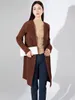 Trenchcoats voor dames Hoogwaardige mode-sweaterjas Design Niche-revers Dik Middellange lengte Elegant geplooid gebreid vest