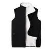 Mens Vests Wholesale High Quality Fleece Lined Fishing Plus Size Sleeveless Full Zipper Stand Collar Warm Vest Thick Lamb Wool Jacket 231019