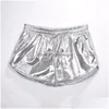 Shorts pour femmes femmes brillant métallique 2022 été holographique Look mouillé décontracté élastique Dstring Festival Rave butin livraison directe