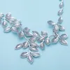 Luxury Shiny Zircon Leaf Necklace Earring Electroplated Platinum Copper Set 3A Zircon High Grade Necklace Jewelry for Women's Wedding Engagement Banquet Dinner SPC
