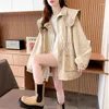 Vestes Femmes Coréen Mode Trench Coat 2023 Printemps Automne Moyen à Long Navy Col Veste Femme Casual Lâche Poche Coupe-Vent