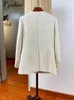 Femmes laine mélanges moyenne longue veste d'hiver pour les femmes mode coréenne Oneck blanc manteaux de luxe Designer Manteau Femme Hiver 231018