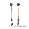 Dangle Earrings Green Jade Bead Ear Studs Crystal Amulet Chalcedony Gifts Women Fashion 925 Silver Zircon Natural Gemstone Jewelry