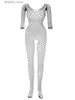 Calzini sexy Sexy Fishnet Hollow Bodystocking See Through Manica lunga con apertura sul cavallo Completo Body One Piece Biancheria intima sexy da donna Q231019