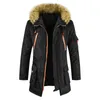 Mens Down Parkas Winter Coat Men Jacket Plush Fur Hooded Thicken Streetwear Hip Hop Military Trench Medium Parka 231018