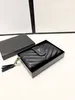 Echt leer ontwerp franje rits opvouwbare portemonnee mode drievoudige envelop portemonnee mini avondtassen clutch handtas met doos