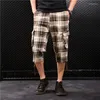 Shorts pour hommes en plein air cargo coton camouflage poche à carreaux armée mode mâle bermuda