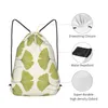 Sacos de compras Green Ginko Leaves Drawstring Backpack Homens Gym Workout Fitness Sports Bag Bundled Yoga para Mulheres
