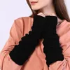 Knee Pads Women Knitted Arm Warmers Long Fingerless Gloves All-match Sleeve Winter Warm Decorative Mittens Y2k Black Glove