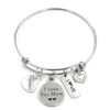 New Arrival Stainless Steel Bracelet Adjustable Wire Bangle Family Charms Bracelet Grandma Gifts Jewelry252o