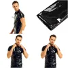 Soutien-gorge Ensembles Hommes Sexy Brillant Cuir Tank Chemise Érotique Gaine Wetlook Latex Manteau Mâle Brillant Métallique PVC Veste À Manches Courtes Tops Dr