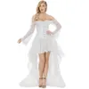 Bustiers espartilhos branco espartilho vestido feminino sexy fora do ombro mangas longas de renda com saia vitoriana nupcial casamento costume275e