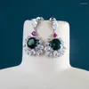 Orecchini pendenti JoiasHome Classic Drop per donna Argento 925 Gioielli con pietra preziosa rotonda smeraldo da 9 mm Regalo per appuntamenti femminili