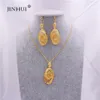 Ensembles de bijoux couleur or africain pour femmes de mariée indienne éthiopienne Dubaï collier boucles d'oreilles ensemble bijoux de mariage femme cadeaux ensemble 2012239I