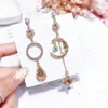 Boucles d'oreilles pendantes Design lune étoile asymétrique cristal goutte femmes mode bijoux brillant élégant moderne luxe longue