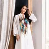 Roupas étnicas Branco Oriente Médio Muçulmano Vestido de Noite Lantejoulas Bordado Mangas Compridas Mulher Festa Abaya Vestidos para Turquia Dubai Vestidos