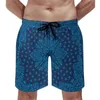 Men's Swimwear Bandana Custom Sports Shorts Beachwear Swimming Trunks Rib Print Adjustable Waist Cycling Surfing Men