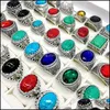 Anéis de banda Novo 30pcs/pacote turquesa de banda anéis de jóias femininas jóias antigas antigas vintage ring stone ring party grow de dht6r