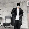 Herrgravrockar läder män koreanska streetwear mode lösa avslappnad vattentät mitten av vindbrytare jacka kvinnor trenchcoat ytterkläder