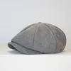 Berets Retro Britischer Stil Sboy Cap Männer Ascot Schwarz Grau Männlich Frühling Sommer Vintage Marke Achteckige Flache