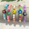 Brin mignon coloré en caoutchouc entretoise perles charme Bracelets faits à la main pour femmes mode yeux verre bijoux d'été