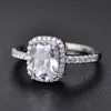 925 스털링 실버 Moissanite Certified Diamond Wedding Ring Women Engagement Square Colored Gemstone 지르콘 패션 rings300e