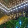 Autres fournitures de fête d'événement EUUS Noël LED même hauteur rideau icicle guirlandes lumineuses jardin extérieur guirlande rue avant-toit centre commercial fée décorative 231019