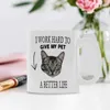 Benutzerdefinierte Haustier-Katzengesicht, besseres Leben, lustige weiße Tasse, personalisiertes Bild, Keramik-Teetasse, 325 ml, als Geschenk