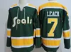 Maillots de hockey pour hommes des années 1970 CALIFORNIA GOLDEN SEALS 27 GILLES MELOCHE 7 REGGIE LEACH Maillot vintage cousu blanc bleu vert jaune alternat