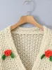 Tricots pour femmes Chu Sau Beauty 2023 Femmes Automne Mode Doux Crochet Crochet Floral Tricoté Cardigan Mignon À Manches Longues Pulls Lâches