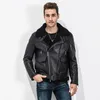 Men's Leather Faux Shearling Coat Lambskin Jacket B3 Bomber Overcoat Fashion Motorcycle Outerwear 231020