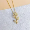 Pendant Necklaces 2023 Summer Sunflower Necklace For Women DIY Rhinestone Floral Partysu Fashion Jewelry Girls