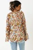 Damesblouses Oranje bloemenprint Flare manchet blouse met lange mouwen voor dames