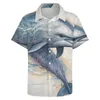 Freizeithemden für Herren, Delfinhemd, realistischer Cartoon-Strand, lockere Sommer-Ästhetikblusen, kurzärmeliges Muster, Übergröße