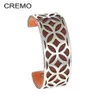 Bangle Cremo Stars Bangles roestvrijstalen armband Argent Bijoux Femme arm handboeien geometrie 25 mm omkeerbaar lederen streep1317U