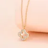 Chokers Simple Lucky Fourleaf Clover Necklace For Women Chain Charm Electroplating WhiteGold and Gold Color Fashion Jewelry Pendant 231020