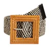 Ceintures d'été Zebra Plaid élastique tressé ceinture pour femmes mode polyvalent boucle carrée décorative large marque de créateur