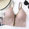 Reggiseno sportivo da donna con cerniera frontale a V profonda, completo da yoga, con coppe imbottite rimovibili, comodo senza anelli in acciaio, corsa fitness