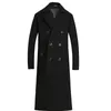 Men's Wool Blends Men Black Long Coat Thicken Trench Cashmere HighQuality Woolen Overcoat Parka 231020