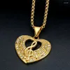 Collares colgantes Megin D Romántico Exquisito Zircon Corazón Notación musical Titanio Acero para hombres Mujeres Pareja Amigo Joyería de moda