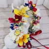 6PCS Gerbera Flower Crown Wreath Dziewczęta Opaska na głowę Wedding Hair Akcesoria Kobiety Kwiatowy Garland Bridal Nekury