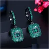 Fascino Moda Elegante Petalo Quadrato Verde Rosso Aaa Cubic Zirconia Orecchini Gioielli per le donne Regalo di San Valentino Rame sudamericano Dh4Ni