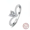 Cluster Ringen Zoete Romantiek Hartvormige Zirkoon 925 Zilveren Ring Voor Gif Elegante Vrouwen Bruiloft Verloving Verjaardag Jewelry1290O