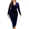 Plus storlek klänningar kväll lyx 2023 sammet wrap bodycon long vestido de mujeres 5xl curve kläder för kvinnor