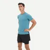 Мужские футболки, летняя нейлоновая футболка Lu Ice Silk, спорт для отдыха, быстросохнущая, с коротким рукавом, свободная для фитнеса на открытом воздухе