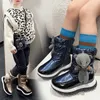 Botas crianças sapatos botas de inverno para menino impermeável pu superior bebê meninas criança mais veludo engrossado calçado antiderrapante quente 231019